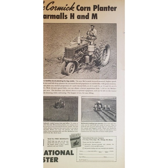1950 Farmall Tractor Magazine Advertisement New McCormick Corn Planter - Picture 2 of 3